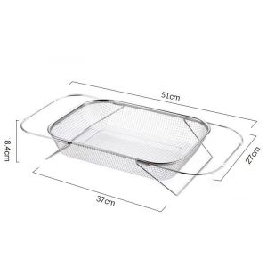 Quivlox Fruit Vegetable Drain Basket Retractable Stainless Steel Kitchen Washing Dish Colander Strainer Holder Rak Cucian