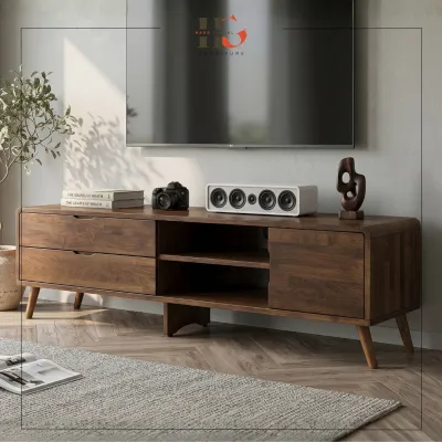 HausGlobal TV57742-8 (6) Solid Rubber Wood TV Cabinet / Solid Wood / TV Cabinet / Cabinet with Drawer / Almari TV / 实木电视柜