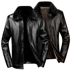 Jaket Pria Kulit Mantel Bulu Winter Europa Staile
