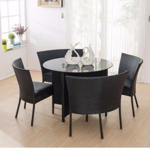 👍Outdoor Table Set (Free🚚🛠️)Dining Table Set Round Table (1+4) Black