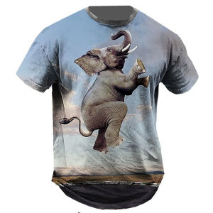 Unique Cool Animal 3d Printed Mens T Shirt Hip Hop Trend Streetwear Crew Neck T Shirts Fun Dog Elephant Graphic Fashion Tee Top