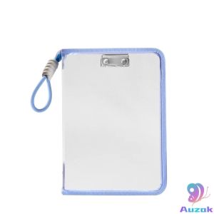 Auzak A4 Zipper File Bag with Built-in Metal Clip & Handle Large Capacity Transparent Document Pouch
