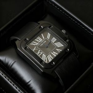 【 Free Box 】 Silicone tank square large dial quartz fashionable casual business classic mens watch