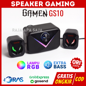 SPEAKER GAMING RGB Full Bass Untuk TV Laptop Komputer PC Lampu LED Spiker Sepeker Sepiker Speker Aktif Stereo [Gamen GS10]