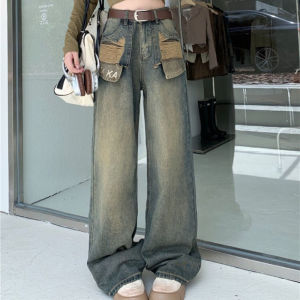 ali Quần Bò Phong Cách Hồng Kông Cổ Điển Có Lỗ Không Đều Màu Xanh Cổ Điển Có Viền