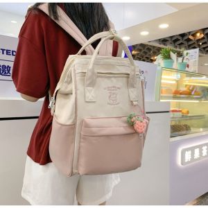 ALLUCK Durable Laptop Backpack Lightweight Canvas School Backpack Fashion Contrasting Colors Travel Bag
