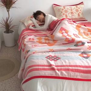 New Cotton Bohemian Style Four-Layer Gauze Towel Blanket for Single and Double Beds Office Nap Air Conditioning Blanket LZD