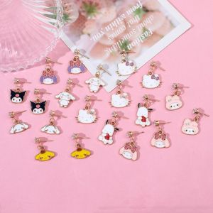 Anime Sanrioed HelloKitty Earrings Cute Kuromi Melody Silver Needle Earrings Cartoon Cinnamonroll Student Girl Earrings Dress Up