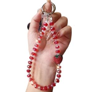 Plastic Beaded Phone Chain Pendant Telephone Lanyard Cellphone Rope Bracelet Fashion Keyring Keychain For Women