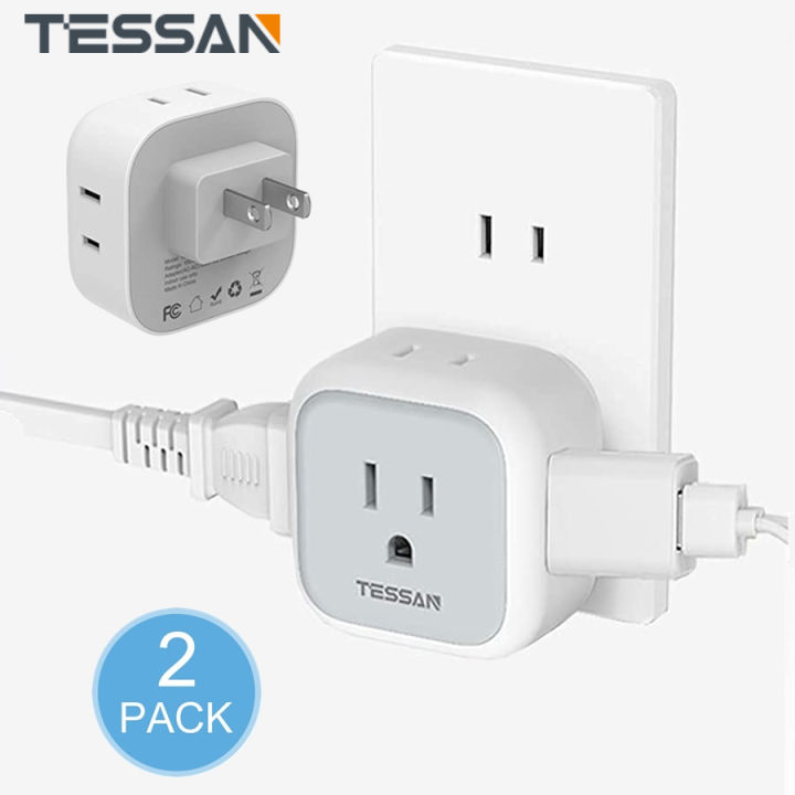 2 Prong to 3 Prong Outlet Adapter, TESSAN Philippines Plug Adapter with ...