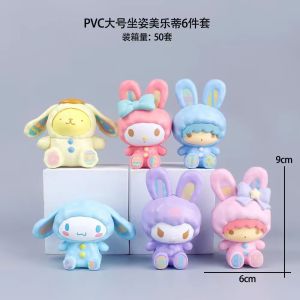 Q Version of Melody Doll Rabbit Clothes Melody Pacha Dog Kuromi Garage Kits Ornaments DIY Scene Cake Decoration