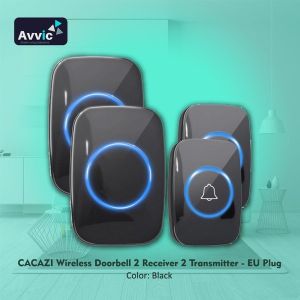 Avvic x CACAZI Wireless Doorbell 2 Receiver 2 Pencetan Bel Pintu Rumah Kantor