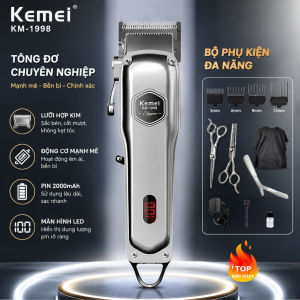 Tông đơ cắt tóc gia đình Kemei 1998 Tăng đơ cắt lông chó mèo Máy hớt tóc hoạt động êm nhẹ và bền bỉ pin 2000mAh