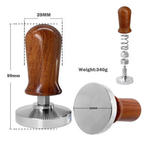 【i Cafilas】[ST] Dụng Cụ Nén Cà Phê Espresso Hiệu Chuẩn 51Mm 53Mm 58Mm Búa Ép Cà Phê Áp Lực Chuyên Nghiệp-Đế Phẳng Bằng Thép Không Gỉ 304 Với Tay Cầm Bằng Gỗ Có Lò Xo Cho Barista