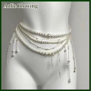 Aolie Fashionable Multi-layer Flower Tassel Waist Chain Retro Pearl Waist Chain For Women Girls Body Chain Clothing Accessories Gifts