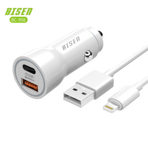 BISEN BC-958 PD Super Fast Charging Car Charger Dual Port QC3.0 & PD 20W For for Micro / iPh /Type-C