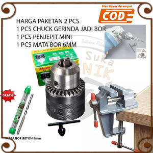 Drat Chuck Bor Kepala Sambungan Adaptor Mesin Gerinda Jadi Mesin Bor+ Klem Catok Ragum Table Vice