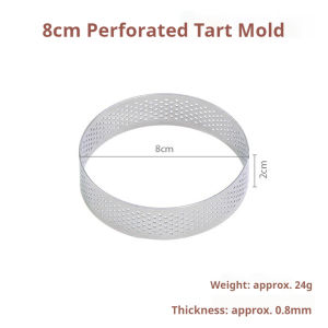 6/12PCS 8CM Round Stainless Steel Tart Rings Perforated Molds