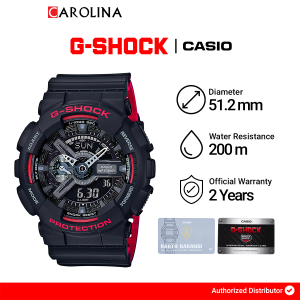 Jam Tangan Pria Casio G-Shock GA-110HR-1A Black Digital Analog Dial Black Resin Band