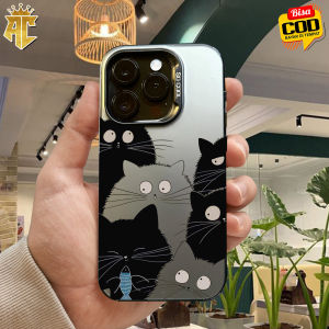 CASE VIVO Y100 / Y03 / V30E / V30 / V29 / V29E / Y28 / Y17S / Y21 / Y20 / V23E / Y02 / Y22 / Y91C SO COOL HOLOGRAM PREMIUM MATTE - Motif CAT BLACK - Softcase HYBRID IMD PLATE HOLOGRAM Cowo - Casing Glossy