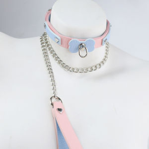 Blue and pink bone-shaped collar with engraved dog tag a fun and stylish accessory sm Training props cute collars with leashes products drop shipping