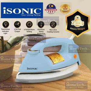 Isonic Electric Dry Iron - Sky Blue IDI-HV20 (2.0KG HEAVY WEIGHT) Vintage Design Similar to NI-25AWT
