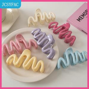 JCSYFAC  Dopamine kem màu hình học sóng dòng trở lại đầu tóc móng vuốt tóc Clip Phụ Nữ Cô Gái kẹp tóc đuôi ngựa Phụ kiện tóc trang trí