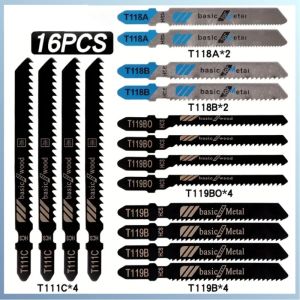 16PCS Steel Jigsaw Blade Set Wood Metal Fast Cutting Reciprocating Fitting Curve Saw Blade