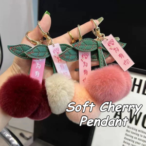 Cute Plush Cherry Cartoon Car Pendant Bag Lanyard Mobile Phone Charm Girl Friend Decoration Gift