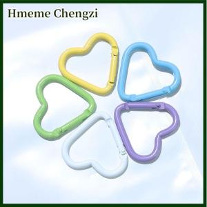 Hmeme 10pcs Metal Heart Spring Clasp Openable Love Shaped Carabiner Keychain Clips Hook Dog Chain DIY Jewelry Buckles Connector