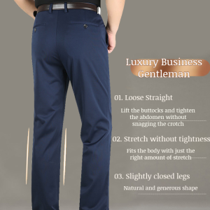 Mens summer casual pants pure white thin stretch pants high waist straight casual mens pants