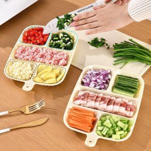 5 Grids Kitchen Divided Preparation Dish Plate Side Dish with Handle Sauce Dipping Sauce Tray