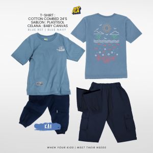 HOOFLA - SET OUTDOOR ANAK - Setelan Pakaian Kaos Celana Cargo Jogger