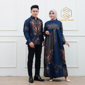 HARGA PAKET SEPASANG baju batik couple kembaran gamis dan kemeja sarimbit batik baju lebaran 2024