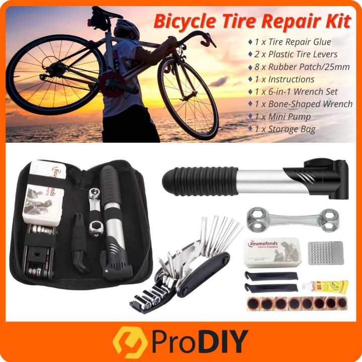 16 IN Bicycle Repair Kit With Pump Bag Multi-Function - Main Image