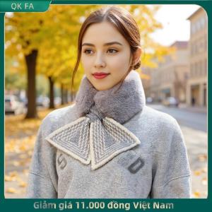 QK FA ✨ Mùa đông ấm áp màu rắn mùa đông cổ ấm hơn dày giả lông thỏ sang trọng Khăn Cổ ấm hơn cổ áo chéo khăn thời tiết lạnh