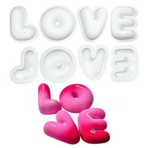 Silicone thư nhẫn hình dạng bánh mousse khuôn làm đồ nướng cho ngày Valentine hoàn hảo cho Sôcôla và làm kẹo