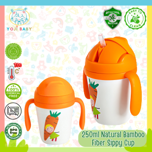 Yoji Baby Carrot Natural Bamboo Fiber 250ml Sippy Cup Training Cup Leak-Proof for 9 months & up