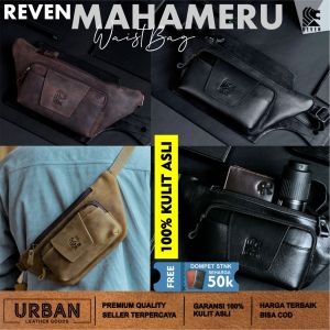 Tas Pinggang Pria REVEN MAHAMERU WAISTBAG Waist Bag Cowok Kulit Sapi 100% Distro Keren Murah Terbaru