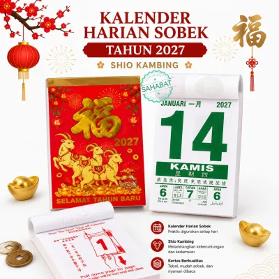 KALENDER HARIAN SOBEK SEDANG 2027 DENGAN TANGGALAN JAWA CINA ARAB/KALENDER HARIAN SOBEK 2027