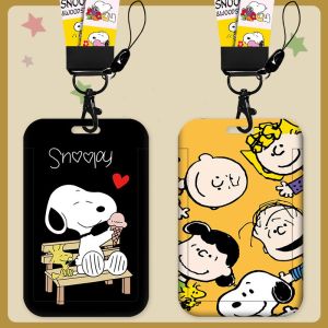 Cartoon Snoopy Stundet School ID Work ID Card Holder Metro Card Bus Card Bank Card Cover With Lanyard