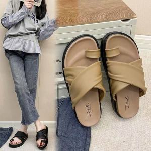 New Arrival Sandals for Women Fashion Casual Thick Soled Cross Strap Slip On Elegant Rubber Slippers