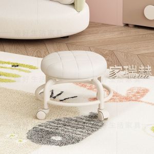 Ghế tròn xoay bệt có bánh xe đa năng xoay 360 độ đệm ghế da PU êm ái bền bỉ chống nước bám bẩn màu sắc sang trọng