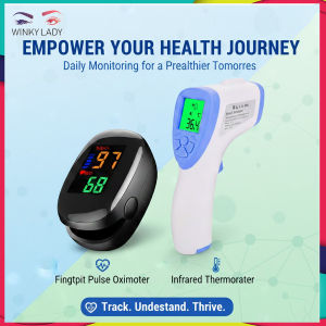 Bundle Medical Fingertip Pulse Oximeter Portable SMH-01 And Infrared Digital Thermometer