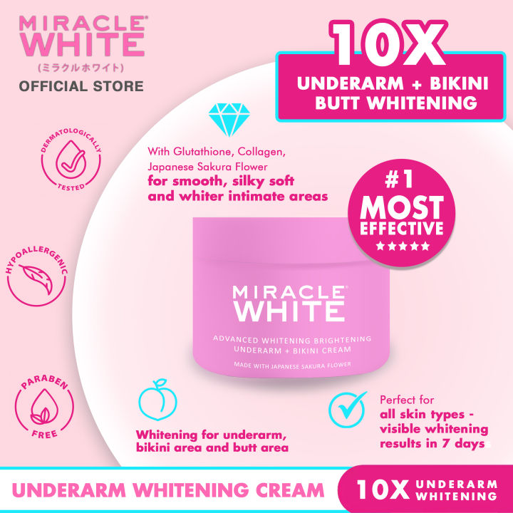 Miracle White Whitening Underarm + Bikini Glutathione Cream Magic Face  Cream - Lazada | Lazada PH