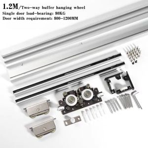Ghost Concealed Soft Close Sliding Barn Door Track Floating Back Hidden Sliding Door Rail Set