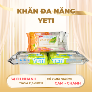 Combo 5 gói Khăn ướt Lau bếp đa năng Gói 50 tờ khổ vải lớn Khăn không nhờn rít Không bọt không hại da tay