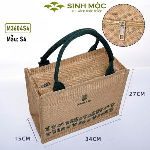 Túi đi biển túi cói túi cói vintage họa tiết trống đồng và xương rồng Sinh Mộc - M3604