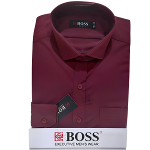 Kemeja BOSS Pria Polos Slimfit Kemeja Pria Lengan Panjang Hitam