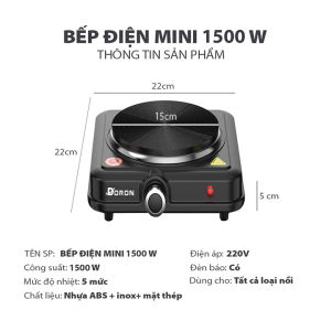 Bếp điện đôi 3000W Doron Bếp nấu đa năng Không Kén Nồi - 5 chế độ chỉnh